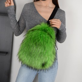 WOVOIE Sling Bag for Women Crossbody Chest Bag Cute Purse Fuzzy Fur Bag Ideal for Outdoor Hiking Trips (green)