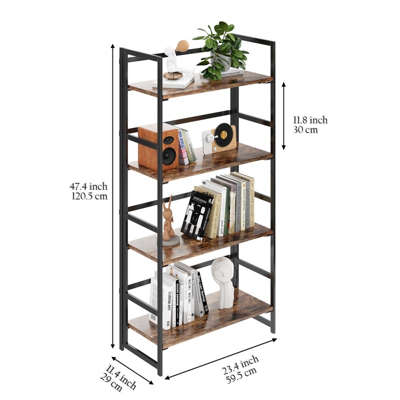 BHG Vintage Multifunctional Folding Bookshelf, No-Assembly Plant Stand Storage Rack