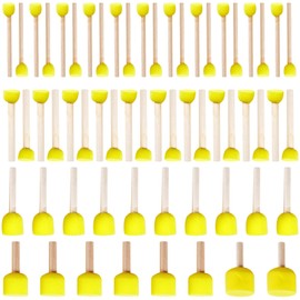 60 Pcs Foam Brushes, Reusable Sponge Brushes Round Stencil Brush Set Sponge Stippler Washable Foam Paintbrushes, Wooden Handle Paint Sponge Stencil Brush for Painting DIY Arts and Crafts, 5 Sizes