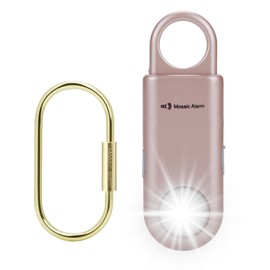 Rechargeable 135 dB Personal Alarm for Women 2-in-1 Flashlight Ultra-Bright Strobe Light. Students Kids Safety SOS Keychain Siren. Loud Emergency Hiking Bear Alerts Long Battery Life. Rose Gold