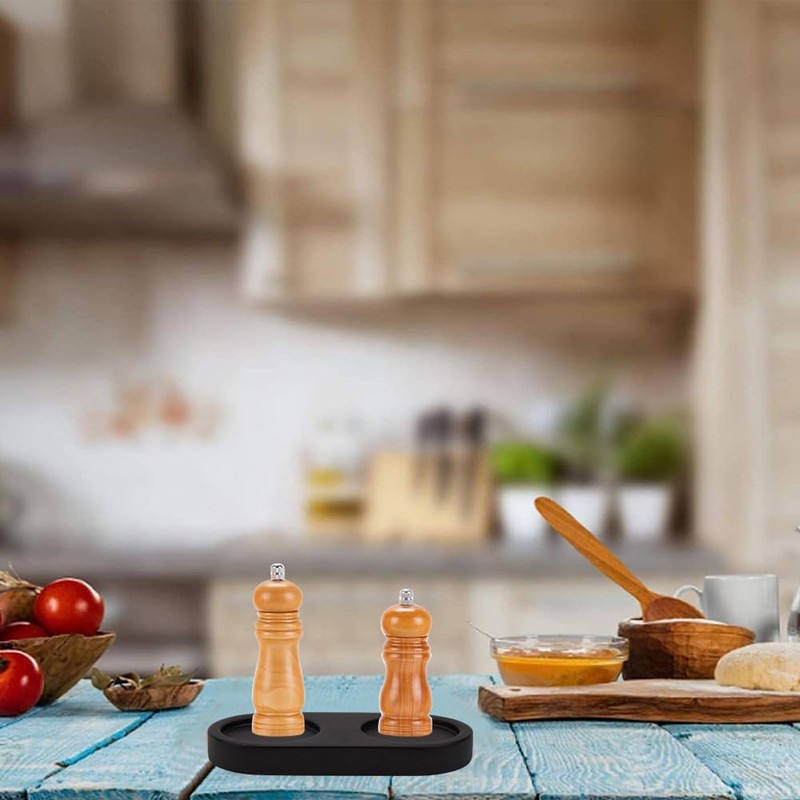 GORGECRAFT Black Acacia Wood Salt & Pepper Mill Tray &