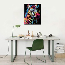 Tucocoo Graffiti Zebra Paint by Numbers for Adults, DIY Digital Oil Painting Kits on Canvas with Brushes and Acrylic Pigment, Cute Animal, Black, Colorful Picture for Home Decor, 40 x 50 cm