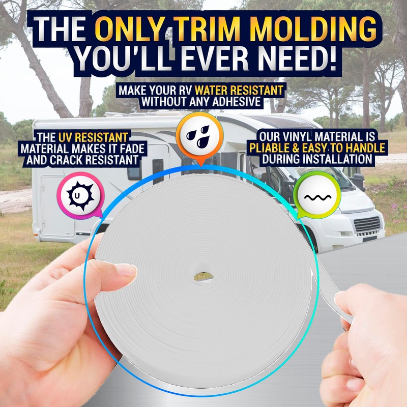 LATCH.IT RV Trim Molding Insert 1” (White) | 100’ RV
