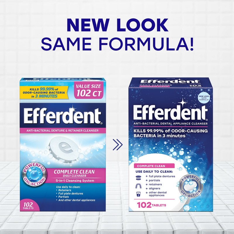 Efferdent Retainer Cleaning Tablets, Denture Cleanser Tablets for Dental Appliances,