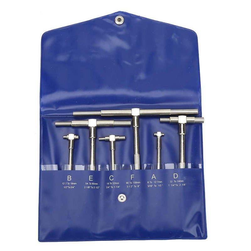 Telescopic Gauges Set, 6 Pieces, 8-150mm Measuring Range, Adjustable Inner