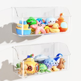 CBJHPZ Bath Toy Storage Holder for Bathtub, 2 Pack Clear Bath Toy Organizer, Large Capacity Bathtub Toy Storage for Tub Bathroom