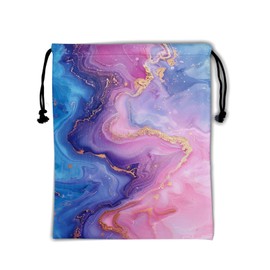 Marble Printed Gymnastics Grip Bag Golden Foil Drawstring Bag Blue Pink Marbling Gym Athlete Bag for Grips
