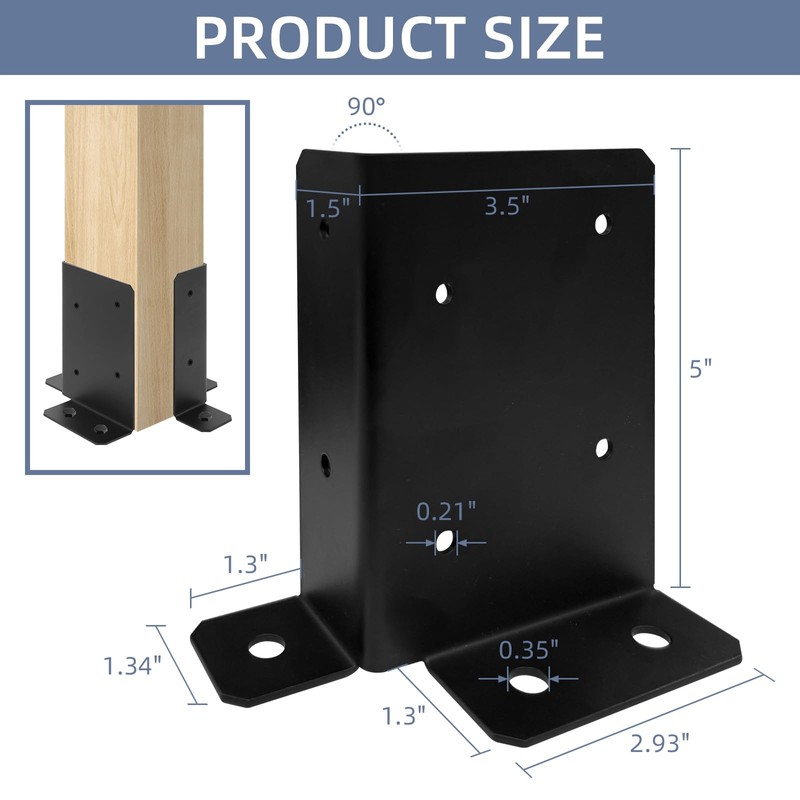 8pcs Adjustable Post Base Bracket Fit 2x4,4x4,6x6 Post, Wood Fence