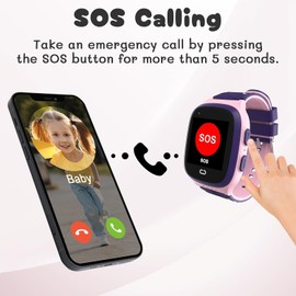 Smart Watch for Kids with GPS Tracker Cell Phone Watch for Girls 5-12, Pink Tracking Watches Girls with One-Key SOS Call Voice Chat Sleep Monitor Step Counter Alarm for Kids Birthday (No SIM Card)