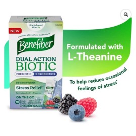 Benefiber Dual Action Biotic On The Go Stick Packs 18ct Mixed Berry BB 2/26
