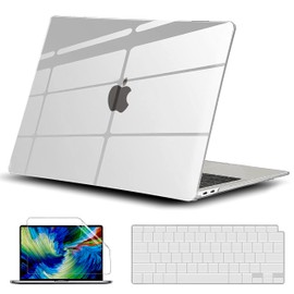 RKINC Funda Compatible con MacBook Air de 13 Pulgadas A2337 M1 A2179 A1932 (2020 2019 2018) Pantalla Retina, Funda rígida de plástico y Cubierta para Teclado y Protector de Pantalla (Transparent)