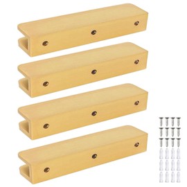 LukLoy Solid Brass Glass Shelf Bracket with 3 Screw Holes, Adjustable Glass Clip for 6mm-10mm Glass (Brush Gold, Pack of 4)