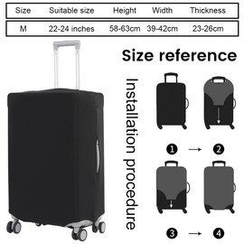 JYNXOR 1 x Suitcase Protective Cover, M, Elastic Suitcase Cover for 22-24 Inches, Washable Suitcase Cover, M Black Suitcase Cover, Travel Suitcase Cover, Protective Cover for Travel Luggage, Trolleys