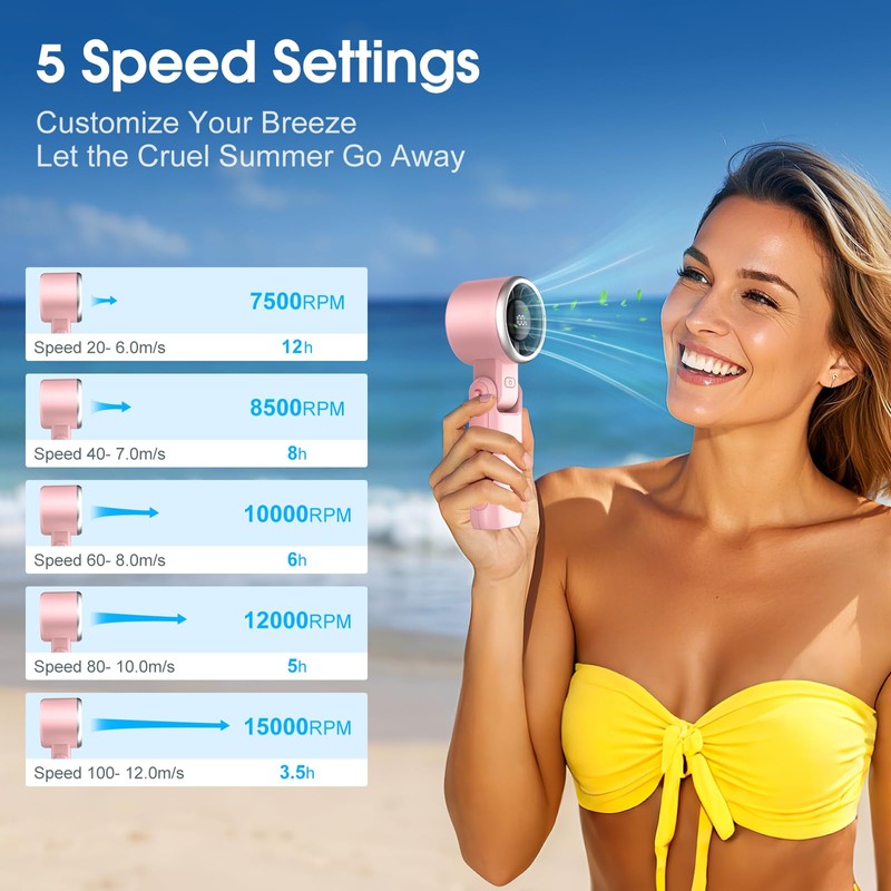WHATOOK Portable Handheld Fan: Personal Fans with Air Turbo Tech,