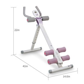 leikefitness Height Adjustable Ab Trainer Abdominal Whole Body Workout Machine Waist Cruncher Core Toner,Leg,Thighs,Buttocks Shaper with LCD Monitor AB9300 (Purple)