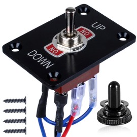 DMWD Waterproof Momentary Toggle Switch (ON)-Off-(ON) Up Down Polarity Reverse Switch 12V DC 30A DPDT 6Pin 3 Positions with Mounting Plate, Boot Cover,pre-Wired Cables