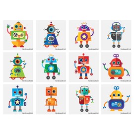 Henbrandt 72 x Robot Temporary Tattoos Children's Birthday Loot Party Bag Filler