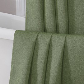 Chyhomenyc Jack Sage Green Extra Long Shower Curtain for Bathroom, Soft Airy Faux Denim Fabric Shower Curtain, Hotel Style Farmhouse Décor with 12 Plastic Hooks, Machine Washable, 72" W x 96" L