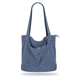 Iioscre Corduroy Tote Bag for Women,Hobo HandBags with Zipper,Large Capacity Casual Shoulder Handbags with Inner Pockets