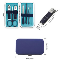 Nail Clippers Manicure Set Easter Basket Stuffers Nail Tools Pedicure Supplies Fingernail Clippers for Men Manicure Kit Toenail Clipper 8 in 1 Pednicure Tools Blue with Leather Travel Case