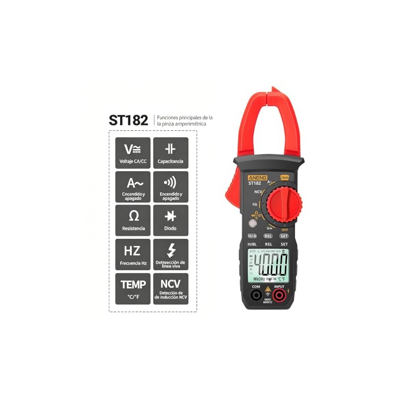 Kit Multímetro 4 in 1 con Pinza, Detector Voltaje y