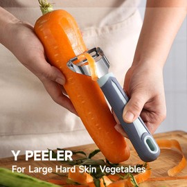 Trez Treamer 2-Pack Vegetable Peelers for Kitchen，2 in 1 Mutifunctional Rotating Shaft Veggie Peeler,Dual-Blade Potatoes Peeler and Y peeler for Apple Veggie Carrot (Blue)