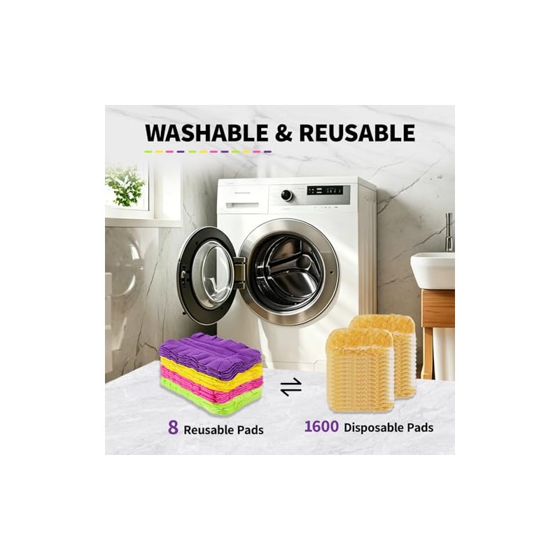 8 Pack Reusable Duster Pads for Swiffer - Washable Microfiber