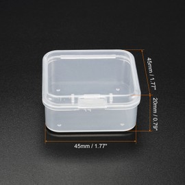 PATIKIL 45x20mm 8pcs Clear Storage Containers Hinged Lid Plastic Square Box for Beads Arts and Crafts