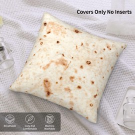 3D Funny Realistic Food Burritos Tortilla Decorative Throw Pillow Covers Soft Velvet Throw Pillowcases Home Decor Living Room Cushion Case for Bed Couch Car 18"X18" Creative Gift