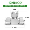 TAISHER 2 PCS 304 Stainless Steel Compression Tube Pipe Fitting