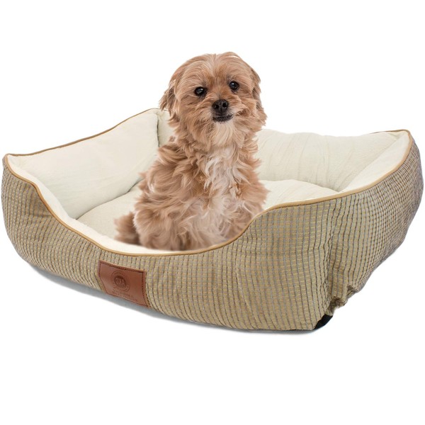 American Kennel Club Small Tan Dog Bed, Solid Weave Cuddler, AKC Pet Cuddler, 26"