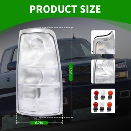 Yunnergo Clear Tail Light Assembly Compatible with 1999-2002 Silverado 1500 2500/1999-2007 Sierra 1500 2500 3500 Driver and Passenger Side White Taillights Rear Light
