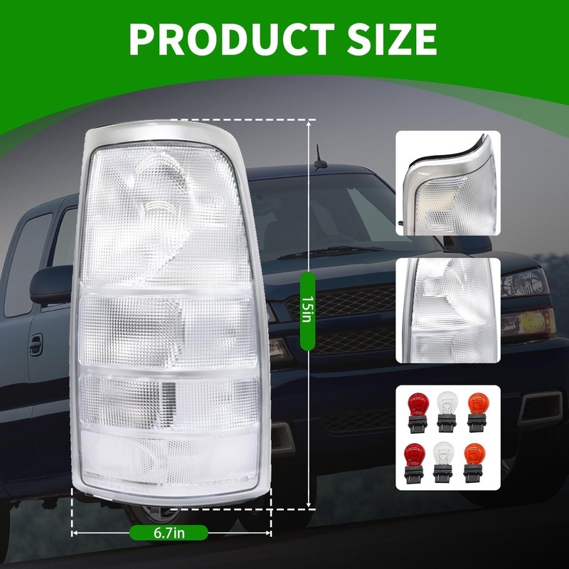 Clear Tail Light Assembly Compatible with 1999-2002 Silverado 1500 2500/1999-2007