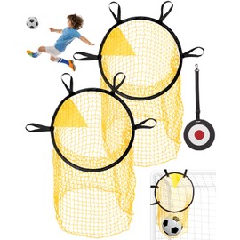 Ricyea Pack of 3 Football Training Accessories Set, Football Goal Target Net 45 x 55 cm & Target Football Goal, Nylon Fabric Football Target Net, Football Training Accessories for Children Adults (3