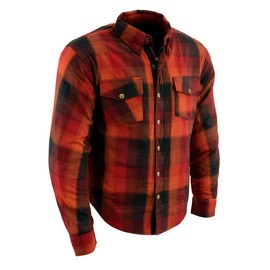 Milwaukee Leather MPM1641 Men's Plaid Flannel Biker Shirt with CE Approved Armor - Reinforced w/Aramid Fiber - 5X-Large Orange