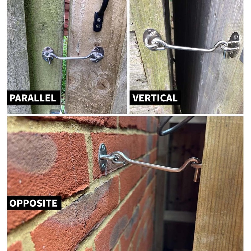 TOPYWMSP Hook and Eye Latch 2Pcs 6 Inch Stainless Steel