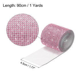 MECCANIXITY 1 Yard 4.5cm Self Adhesive Crystal Rhinestone Diamond Ribbon for Arts & Crafts Project, Wedding Cakes, Birthday Decorations Light Pink