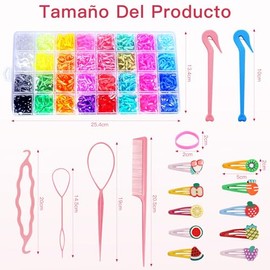 1800 Piezas Gomitas para el Pelo, Coleteros Niña Gomas Colores Accesorios Con 10 Pinzas + 6 Ayuda para Trenzar + 1 Caja de Almacenamiento (32 Colores)