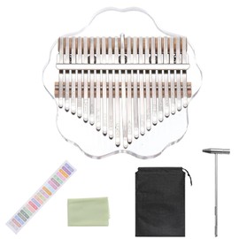 Wzenclave 17 Key Kalimba Thumb Piano, Transparent Acrylic Portable Finger Piano with Tuning Hammer, Music Sheet, Adults, Beginners, Professionals & Music Teachers