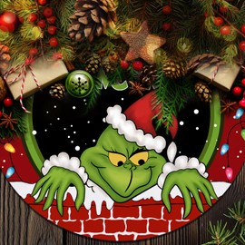 Christmas Tree Skirt, Xmas Tree Ornament, Christmas Party Decoration Gift (Black, 36in)