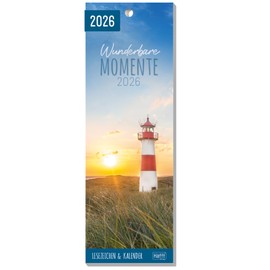 Häfft® Bookmark Calendar 2026 with 12 Bookmarks Including Monthly Calendar, Atmospheric Pictures and Sayings "Wonderful Moments" - Sustainable and Climate Friendly