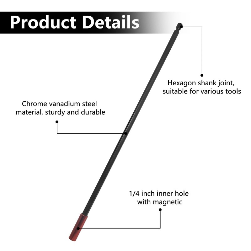 KOOLEVER 2PCS 300mm Magnetic Drill Bit Extension Holder 1/4" Hex