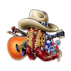 GT Graphics Cowboy Western Theme - 5" Vinyl Sticker - for Car Laptop I-Pad - Waterproof Decal