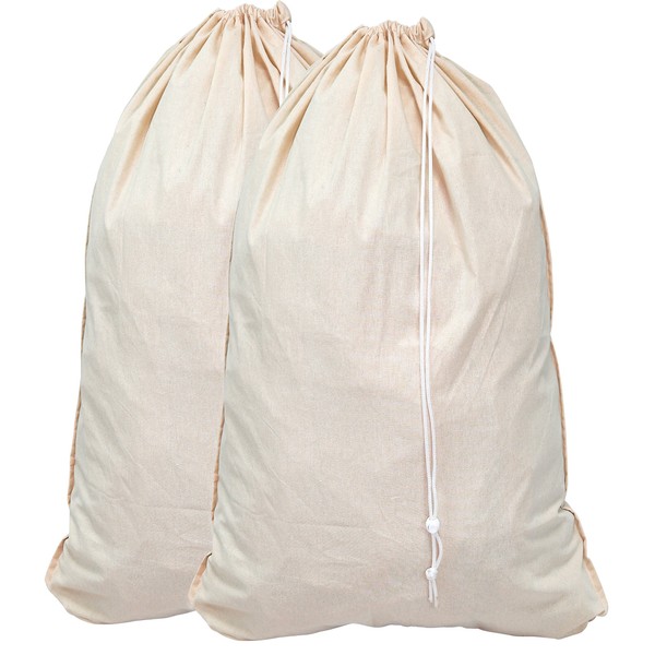 2 Pack - Extra Large Natural Cotton Laundry Bag ,