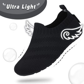 SAGUARO Slippers, Lightweight Non-Slip Slippers, Breathable Slippers for Boys Girls Toddlers, Size 18–37 EU (UK 2 Infants to 4.5 Jnr), Shoes: black.