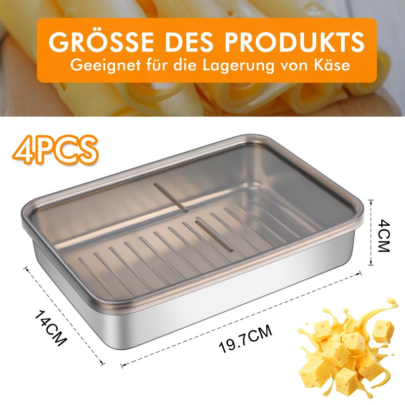 Set of 4 Fresh Food Storage Boxes, Fridge Organiser, Stackable