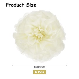 Rebower 6 Pcs Beige Paper Flowers, 8" 3D Tissue Paper Pom Poms Crepe Mexican Paper Flower, [for DIY Crafting Wall Wedding Birthday Party Decorations]