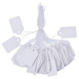 AIMALL 500PCS White Price Tags with String, Assorted Sizes for Retail, Luggage, Jewelry, and Crafts, Durable and Easy-to-Use Strung Labels