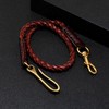 Rockyu Men's Genuine Leather Braided Brown Pant Chain Wallet Chain