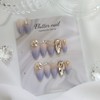 Berry Perry Gold Stone Handmade Nail Tips - Short Ballet